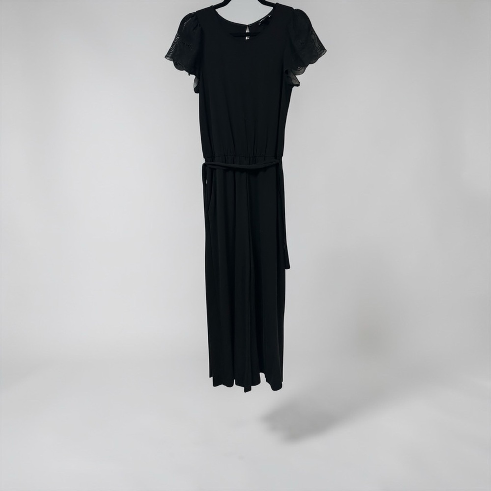 Express Classic Black Jumpsuit with Lace Sleeves